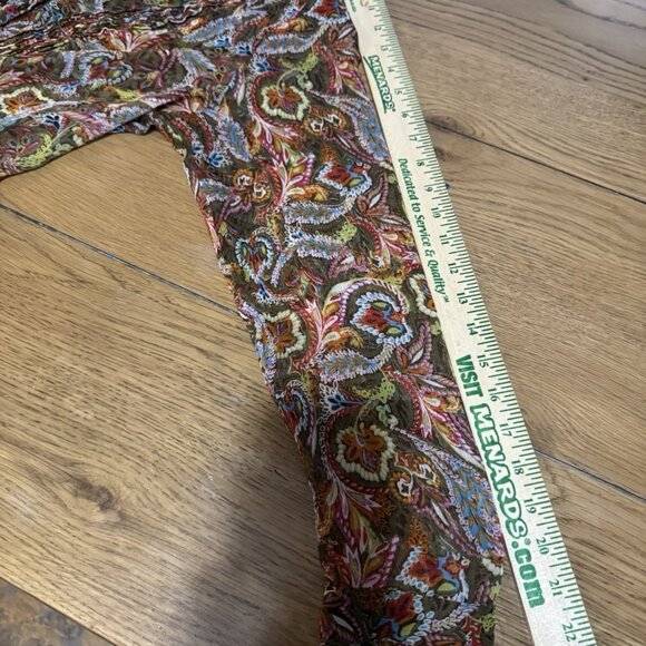 Christopher & Banks Petite Women Size P/L Paisley Button Down Blouse V Neck City - Picture 6 of 11